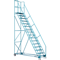 Escabeau roulant certifi&eacute; par la CSA avec pied verrouillable, 16 marches, Largeur de la marche 30", Hauteur de la plateforme 144", Acier Solutions industrielles ALPHA