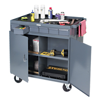 Poste de travail &agrave; deux c&ocirc;t&eacute;s mobile et robuste, 1200 lb Capacit&eacute;, Acier, 34" x la, 34" x ha, 24" p, Enti&egrave;rement soud&eacute;, 6 tirroirs Solutions industrielles ALPHA