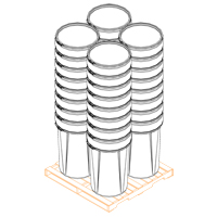 Baril emboîtable en poly&eacute;thyl&egrave;ne, 55 gal. US (45 gal. imp.), Dessus ouvert, Jaune Solutions industrielles ALPHA