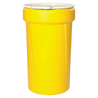 Baril emboîtable en poly&eacute;thyl&egrave;ne, 30 gal. US (25 gal. imp.), Dessus ouvert, Jaune Solutions industrielles ALPHA