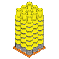 Baril emboîtable en poly&eacute;thyl&egrave;ne, 14 gal. US (11,7 gal. imp.), Dessus ouvert, Jaune Solutions industrielles ALPHA