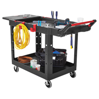 Chariot utilitaire robuste et polyvalent, 2 tiers, 17-3/4" x 36" x 46-1/5", Capacit&eacute; 500 lb Solutions industrielles ALPHA