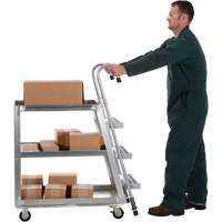 Chariot de pr&eacute;l&egrave;vement de stock, Aluminium, 21-7/8" la x 40" p, 3 tablettes, Capacit&eacute; 660 lb Solutions industrielles ALPHA