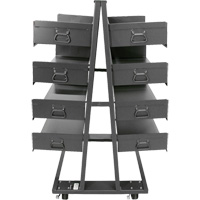 Double-Sided Heavy Duty A-Frame Cart with 8 Large Trays, 38" x 30" x 63", 2500 lbs. Capacity Solutions industrielles ALPHA