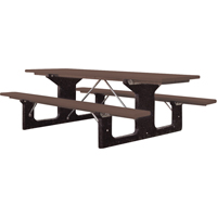 Tables de pique-nique en plastique recycl&eacute;, 6' lo x 61-1/2" la, Brun Solutions industrielles ALPHA