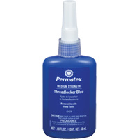 Adh&eacute;sif frein-filet &agrave; adh&eacute;rence amovible, Bleu, Moyen, 50 ml, Bouteille Solutions industrielles ALPHA