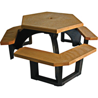 Recycled Plastic Hexagon Picnic Tables, 78" L x 78" W, Cedar Solutions industrielles ALPHA