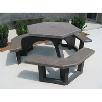 Recycled Plastic Hexagon Picnic Tables, 78" L x 78" W, Brown Solutions industrielles ALPHA