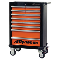 Armoire &agrave; outils mobile, 10 tiroirs, 28" la x 18" p x 43-1/4" h, Noir/Orange Solutions industrielles ALPHA