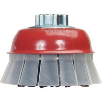 Brosse-boisseau &agrave; fils nou&eacute;s avec protecteur, 4" dia. x 5/8"-11 arbre Solutions industrielles ALPHA