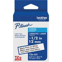 Cartouches de ruban Tze, 12 mm x 26-1/4', Noir sur blanc Solutions industrielles ALPHA