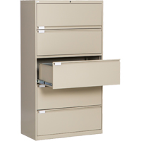 Classeur lat&eacute;ral, Acier, 5 tiroirs, 36" la x 18" p x 65-1/2" h, Beige Solutions industrielles ALPHA