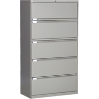 Classeur lat&eacute;ral, Acier, 5 tiroirs, 36" la x 18" p x 65-1/2" h, Gris Solutions industrielles ALPHA