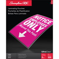 Pochettes lamin&eacute;es pour lettres Swingline UltraClear Solutions industrielles ALPHA