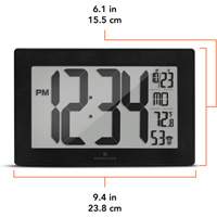 Self-Setting & Self-Adjusting Wall Clock with Stand, Digital, Battery Operated, Black Solutions industrielles ALPHA