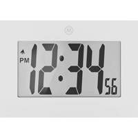Large Frame Clock, Digital, Battery Operated, 9" W x 1" D x 6.5" H, White Solutions industrielles ALPHA