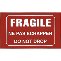 &eacute;tiquettes pour traitement sp&eacute;cial bilingues Fragile, 5" lo x 3" la, Blanc/rouge Solutions industrielles ALPHA