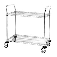 Chariot utilitaire &agrave; usage standard avec tablettes en treillis m&eacute;tallique, Chrom&eacute;, 24" x 39" x 36", Capacit&eacute; 375 lb Solutions industrielles ALPHA