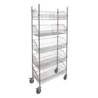 Chariot &agrave; tablette avec panier en treillis, Tiers 5, 48" la x 80" h x 24" p Solutions industrielles ALPHA