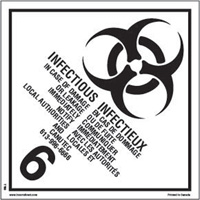 &eacute;tiquettes d'exp&eacute;dition TMD, Classe 6,2, Substances infectieuses, Vinyle Solutions industrielles ALPHA