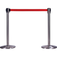 Poteau r&eacute;cepteur pour barri&egrave;res sur pieds pour le contr&ocirc;le des foules, Hauteur de 35", Acier inoxydable Solutions industrielles ALPHA