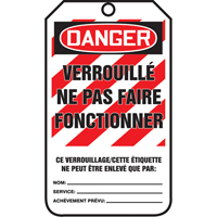 &eacute;tiquettes de verrouillage, Papier cartonn&eacute;, 3-1/8" la x 5-7/8" h, Français Solutions industrielles ALPHA