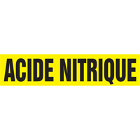 Marqueur de tuyau "Acid Nitrique", Autocollant, 4" h x 24" la, Noir sur jaune Solutions industrielles ALPHA