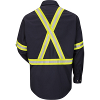 Chemise de travail avec bordure r&eacute;fl&eacute;chissante, Coton/nylon, Moyen, Orange haute visibilit&eacute; Solutions industrielles ALPHA