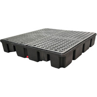 Palette emboîtable avec drain pour contr&ocirc;le des d&eacute;versements, Capacit&eacute; de d&eacute;versement 66 gal. US, 49" x 49" x 10,5" Solutions industrielles ALPHA