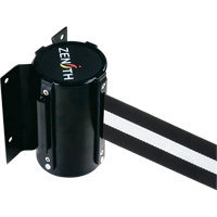 Barri&egrave;re &agrave; fixation murale, Acier, Fixation par vis, 7', Ruban Noir/Blanc Solutions industrielles ALPHA
