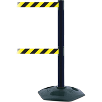 Dual Line Heavy Duty Post, Plastic, 38" H, Black/Yellow Tape, 7.5' Tape Length Solutions industrielles ALPHA