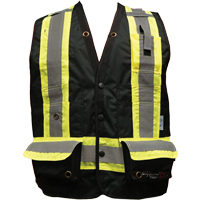 Fire Retardant Surveyor Safety Vest, Black, Small, Polyester Solutions industrielles ALPHA