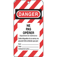 &eacute;tiquettes de verrouillage, Plastique, 3" la x 5-3/4" h, Français Solutions industrielles ALPHA