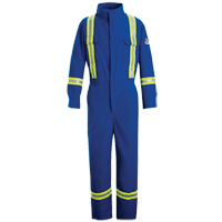 Combinaisons de qualit&eacute; sup&eacute;rieure r&eacute;sistantes aux flammes avec bandes r&eacute;fl&eacute;chissantes, Taille 38, Bleu royal, 5,1 cal/cm² Solutions industrielles ALPHA