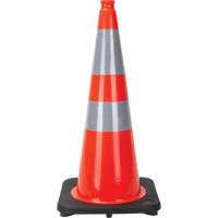 C&ocirc;ne de signalisation, 28", Orange, Bande(s) r&eacute;fl&eacute;chissante(s) 4" & 6" Solutions industrielles ALPHA