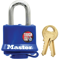 Cadenas r&eacute;sistant aux intemp&eacute;ries, Bleu, Cl&eacute;s diff&eacute;rentes, Acier lamin&eacute;, Largeur de 1-9/16" Solutions industrielles ALPHA