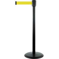 Slimline TensaBarrier&reg; Barrier Post, Steel, 38" H, Yellow Tape, 7.5' Tape Length Solutions industrielles ALPHA