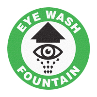 Panneau de signalisation au sol  Eye Wash Fountain , Adh&eacute;sif, Anglais avec pictogramme Solutions industrielles ALPHA