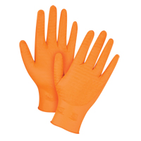 Gants de poids lourd Gripper, T-Grand, Nitrile, 7 mils, Sans poudre, Orange Solutions industrielles ALPHA