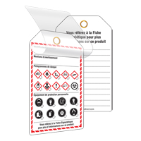 &eacute;tiquettes auto-plastifiantes pour le milieu de travail, Papier cartonn&eacute;, 3-3/8" la x 5-3/4" h, Français Solutions industrielles ALPHA