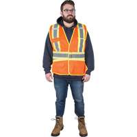 Flame-Resistant Surveyor Vest, High Visibility Orange, Medium, Polyester Solutions industrielles ALPHA