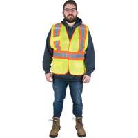 Flame-Resistant Surveyor Vest, High Visibility Lime-Yellow, Medium, Polyester Solutions industrielles ALPHA