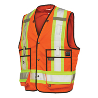 Surveyor Safety Vest, High Visibility Orange, Large, Polyester Solutions industrielles ALPHA
