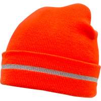 Bonnet en tricot haute visibilit&eacute; avec bande r&eacute;fl&eacute;chissante, Orange haute visibilit&eacute;, Acrylique Solutions industrielles ALPHA