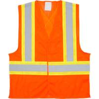Traffic Safety Vest, High Visibility Orange, Medium, Polyester Solutions industrielles ALPHA