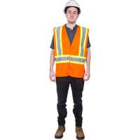 Traffic Safety Vest, High Visibility Orange, Medium, Polyester Solutions industrielles ALPHA
