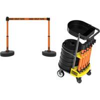 Chariot de transport avec plateau pour barri&egrave;re PLUS, 75' lo, M&eacute;tal, Orange Solutions industrielles ALPHA