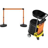 Chariot de transport avec plateau pour barri&egrave;re PLUS, 75' lo, M&eacute;tal, Orange Solutions industrielles ALPHA
