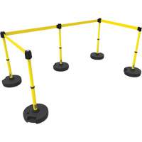 PLUS Barrier Post Set X5, Plastic, 42" H, Yellow Tape, 15' Tape Length Solutions industrielles ALPHA