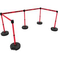 PLUS Barrier Post Set X5, Plastic, 42" H, Red Tape, 15' Tape Length Solutions industrielles ALPHA
